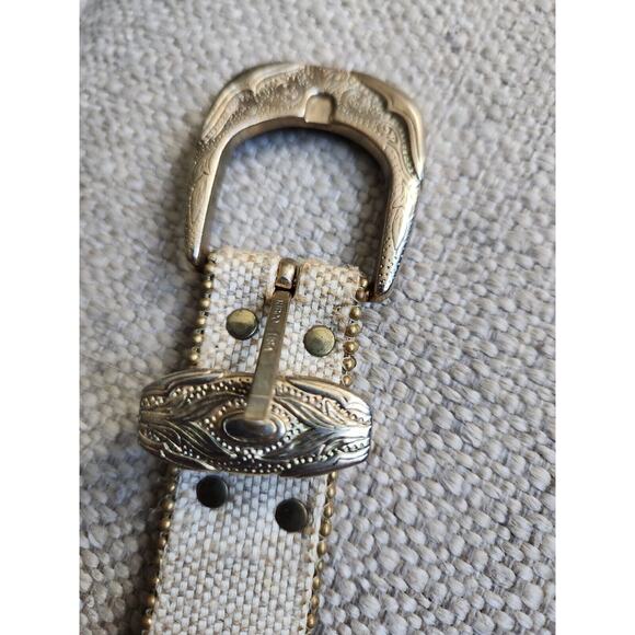 Elite Fresno Womens Western Belt Brown Basket Weave Lucite Polished Stones L - Picture 6 of 6